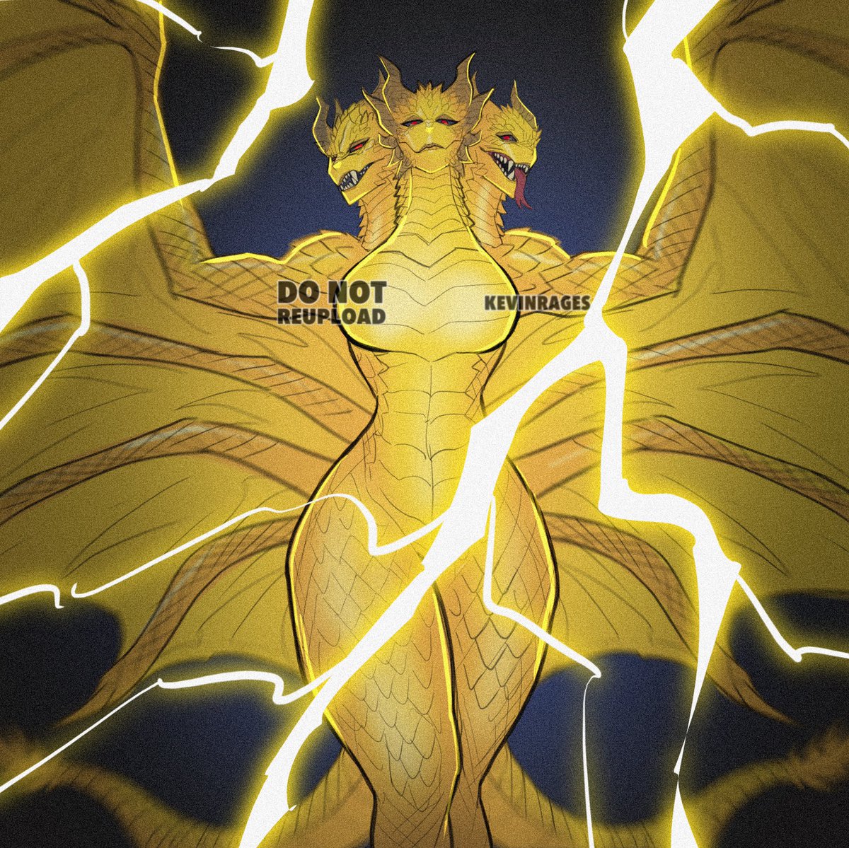 Ok ok. Over 2 hours sketch of Queen Ghidorah monster girl concept 