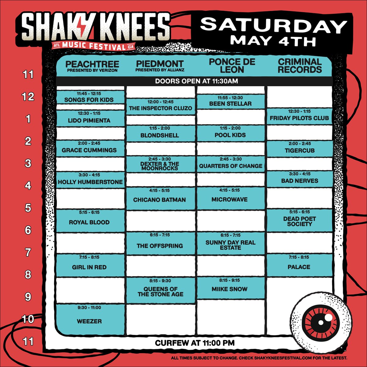 It's all happening down south at @ShakyKneesFest in Atlanta next weekend! We're playing the Peachtree Stage on Saturday at 9:30pm 🤘🏼 Who's hanging? shakykneesfestival.com/tickets