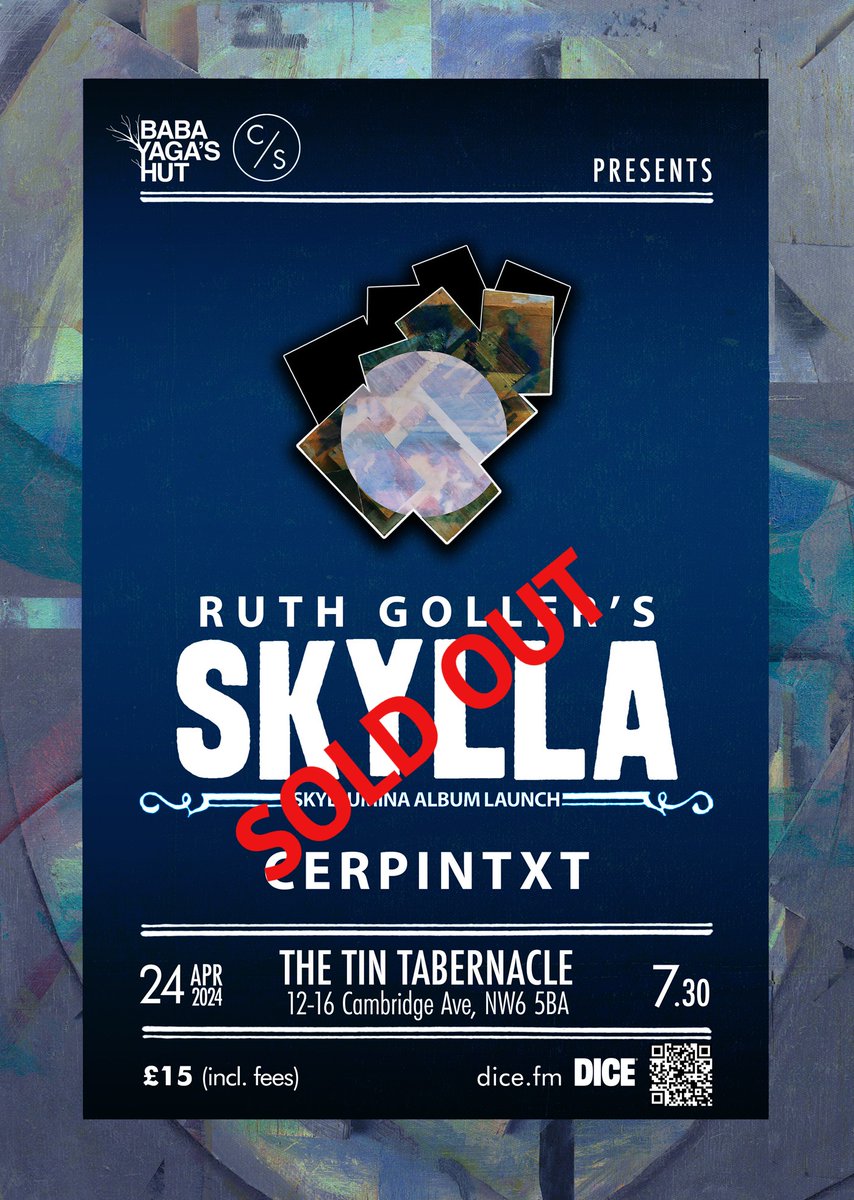 Thanks to everyone that bought tickets for @ruthgoller's Skylla tonight at the Tin Tabernacle. That's now SOLD OUT.