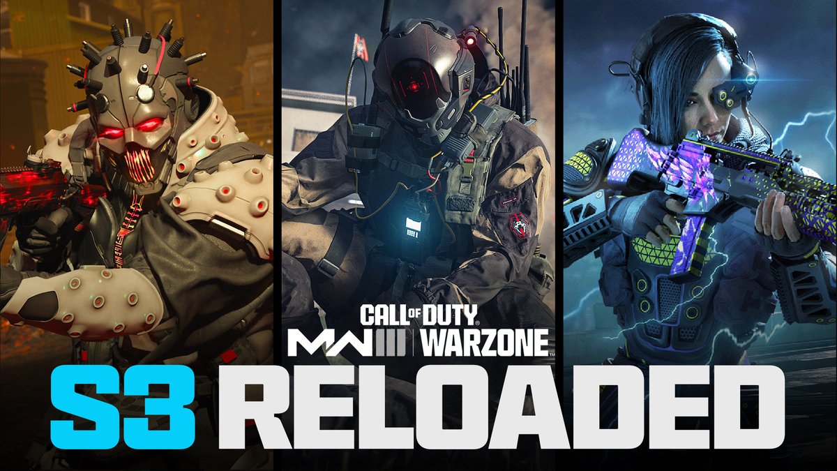 The Season 3 action continues with the Reloaded content drop coming to #MW3 and Call of Duty #Warzone a.atvi.com/MW3-S3Reloaded 🔥 🗺 Two Core 6v6 Maps 💥 New Multiplayer Modes: Minefield & Escort 🥽 New Field Upgrade and Equipment 📝 3 New Zombies Schematics 🧟‍♂️ New Zombies…
