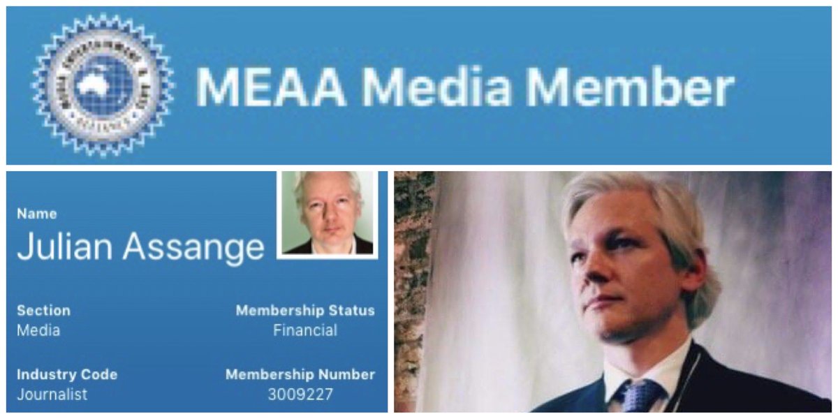 1. Julian #Assange has been a card-carrying member of the Australian journalists union @withMEAA since 2007.