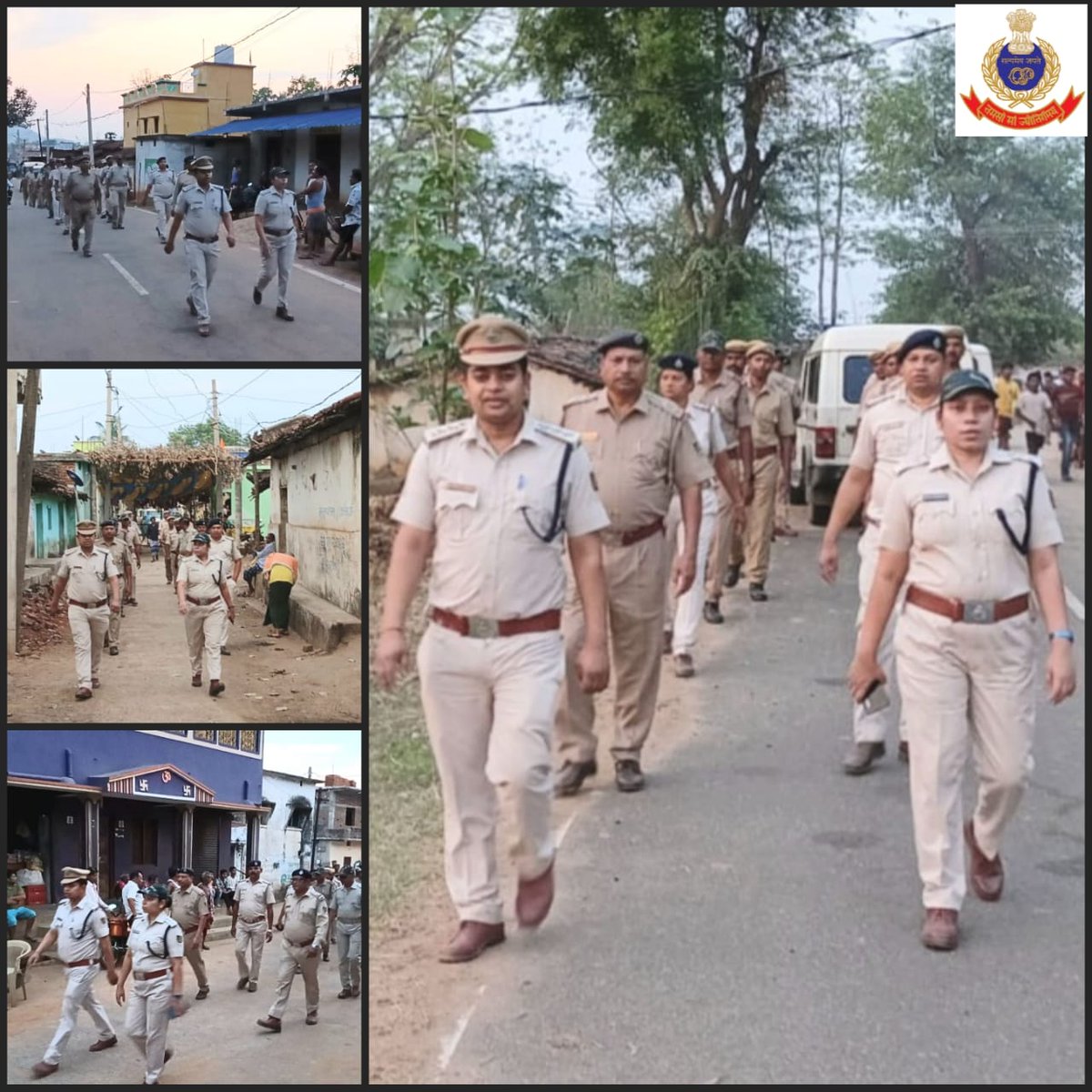 Balangir Police team conducted Flag Marches in Dharapgarh,Gandpatrapali,Jamkhunta and Phapsi village area under Saintala PS ahead of General Elections 2024.