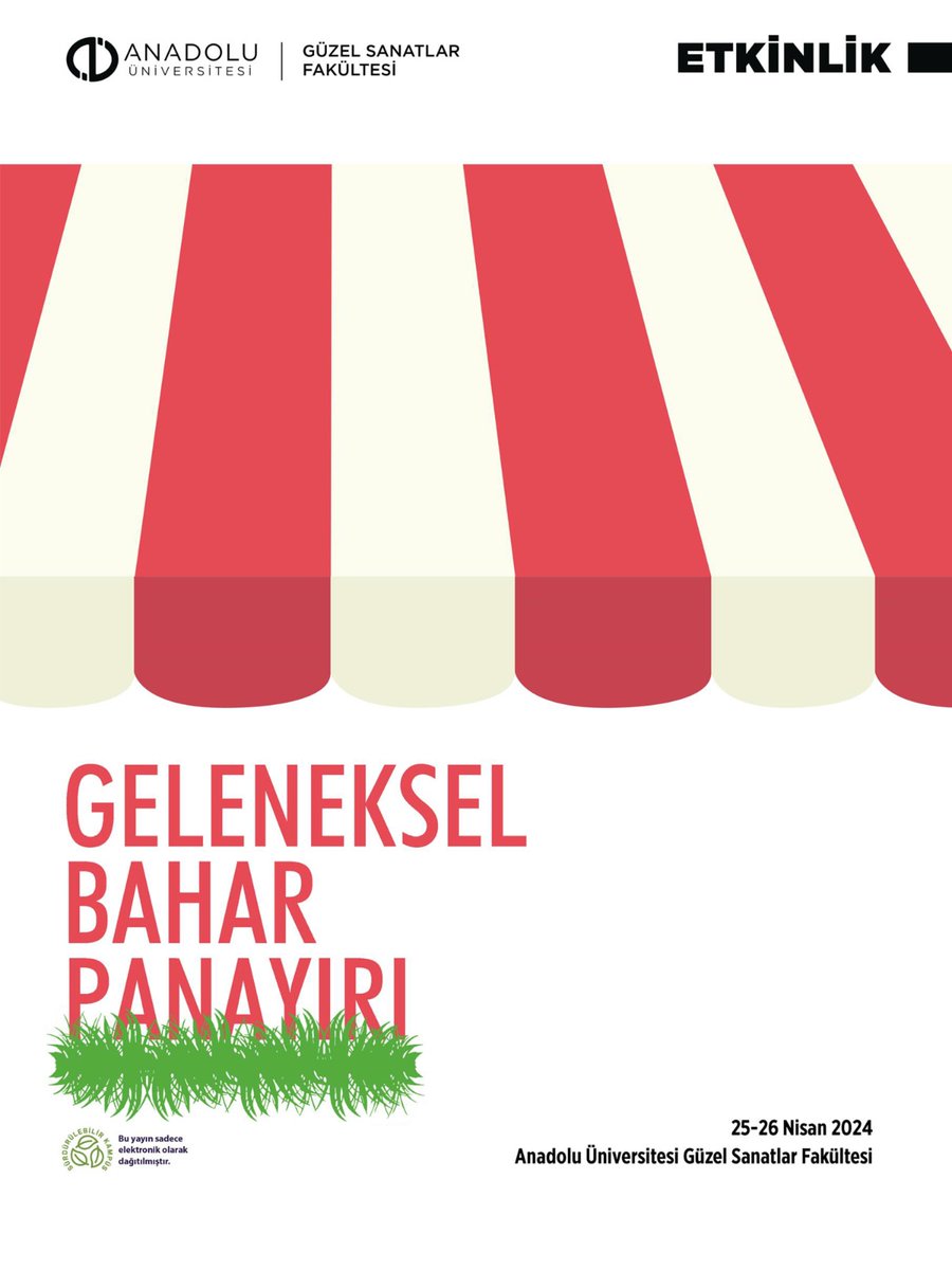 🌿 Güzel Sanatlar Fakültesi tarafından düzenlenen Geleneksel Bahar Panayırı başlıyor! 📆 25-26 Nisan tarihlerinde Güzel Sanatlar Fakültesinde buluşalım.