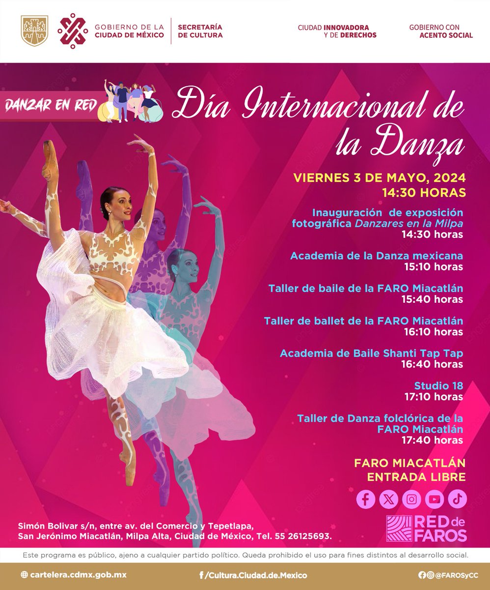 Y para ti ¿qué significa la danza?
Rumbo al Día Internacional de la Danza 💃.
#haciendocomunidad #FAROMiacatlán #CulturaComunitariaCDMX #AlcaldiaMilpaAlta #MilpaAlta #RedDeFaros