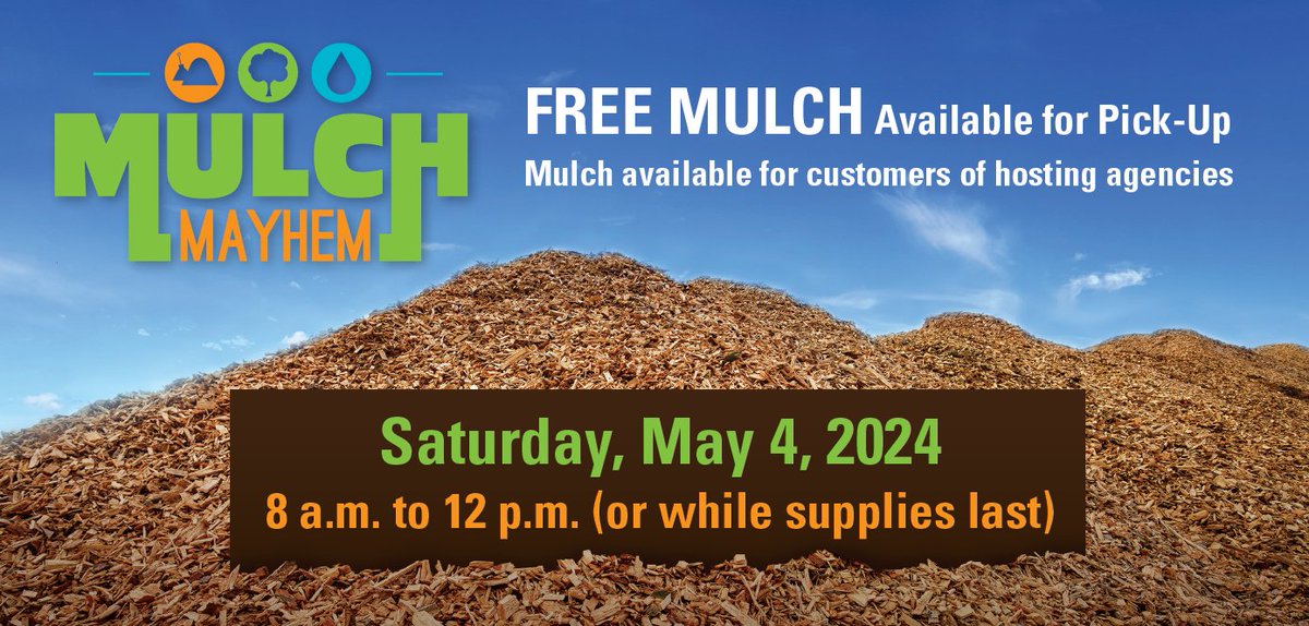 🌿 Get FREE water-saving mulch at five locations in Sacramento and Placer counties on Sat., 5/4, 8 a.m.-12 p.m. (while supplies last). Beautify your yard, boost nutrients, control weeds, and save water! Location details: BeWaterSmart.info/mulch-mayhem #cawater #BeWaterSmart