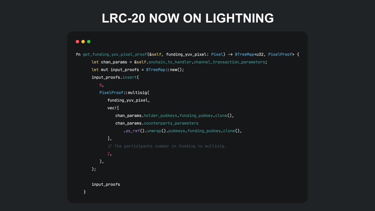 akitamiabtc's tweet photo. 1/ Shipped code to make your LRC20 tokens move fast and cheap on Lightning! https://t.co/7iDtnFahzg https://t.co/yKsjkjl88J