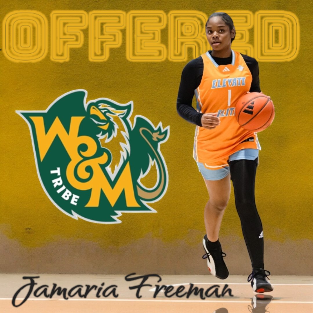 Congrats to 2025 <a href="/jafreeman2025/">Jamaria freeman</a> on picking up an offer from <a href="/WMTribeWBB/">William & Mary Tribe Women's Basketball</a> today! <a href="/Coach__E_/">Erin Dickerson Davis</a> #EYG⏫️ #3SSB