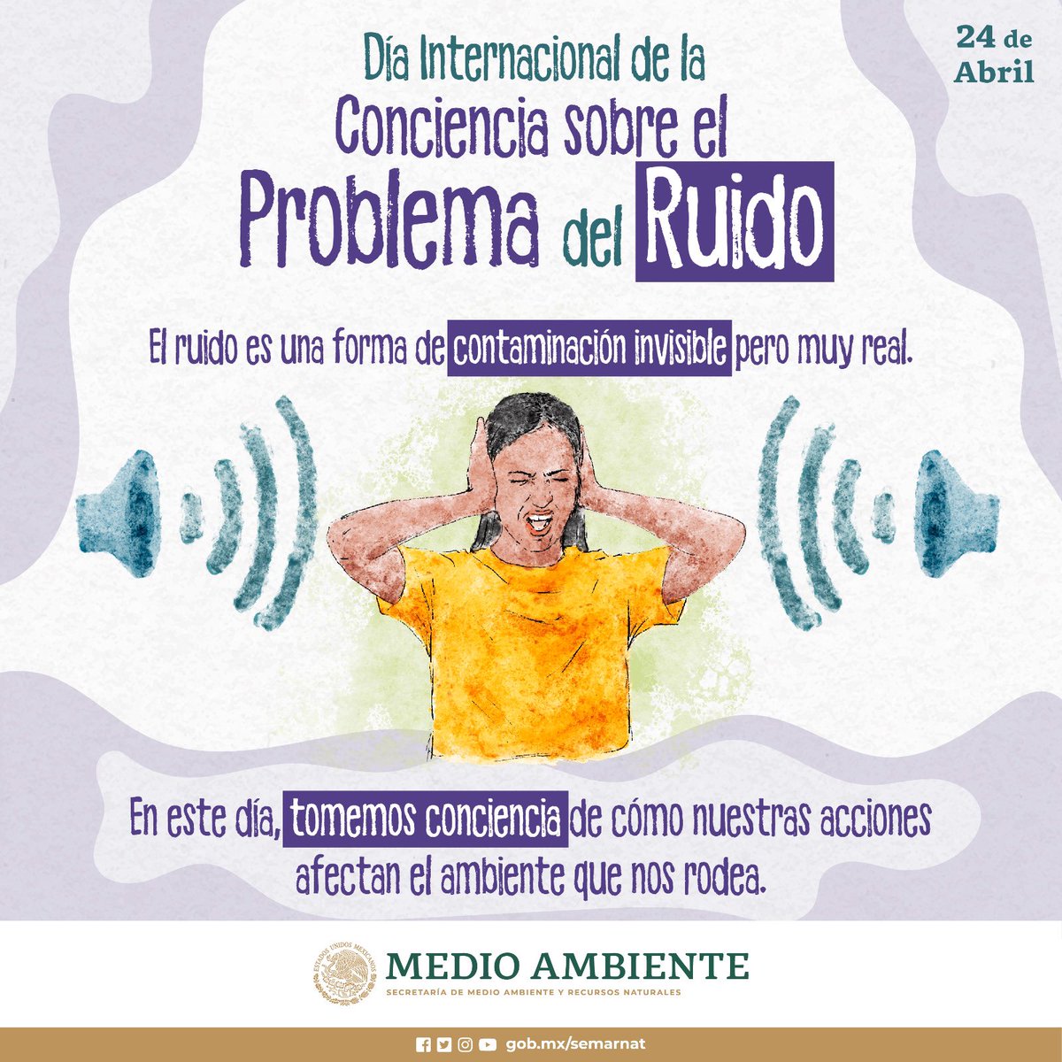 🍃 Cuidar nuestro ambiente también significa reducir la contaminación por ruido. En este día, comprometámonos a tomar acciones para disminuirlo. 🏙️🔇🔊