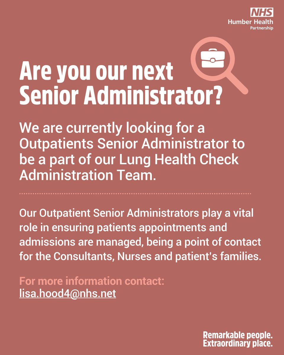 We are currently looking for a Senior Administrator to become part of our Lung Health Check team. Sound interesting and want to know more? Click here: buff.ly/3UvDvFv