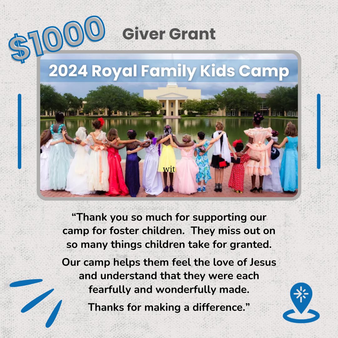 Royal Family Kids Camp has been providing children in foster care with a chance to have fun, be kids and experience the love of Jesus! Learn more: summervilleroyalfamilykids.org To join in supporting great causes like this, join our Giver Army here: givesendgo.com/gsg-army