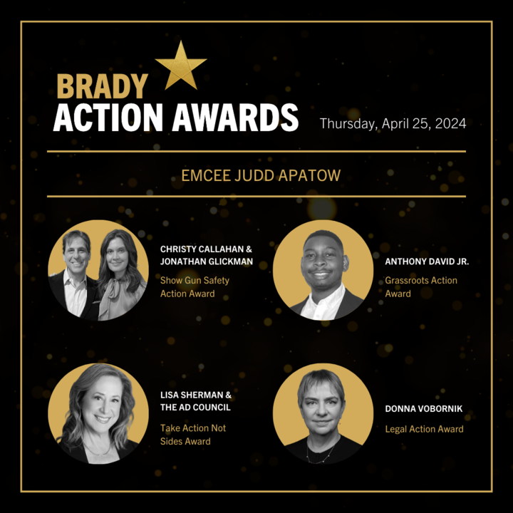 Tomorrow we’ll be in New York City with @JuddApatow and many other gun violence prevention champions to honor the leaders committed to ending America’s gun violence epidemic. Learn more: bradyunited.org/take-action/at…
