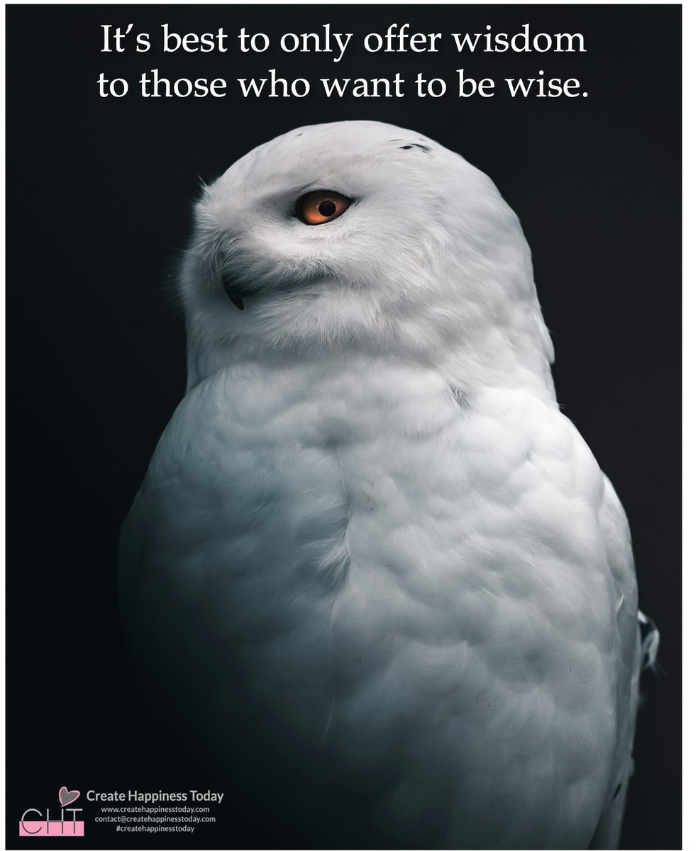 ~It's best to only offer wisdom to those who want to be wise.~

#createhappinesstoday #cht #behappyagain #powerofpositivity #postivethinking #livelovelaugh #livewell #lovedeeply #laughoften