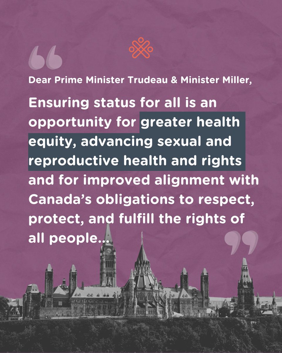 Earlier this month, we sent a letter to Prime Minister Trudeau and Minister Miller (Minister of Immigration, Refugees and Citizenship), supporting @MigrantRightsCA and the call for #StatusForAll. buff.ly/3whe4hE