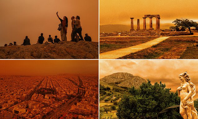 Hi, it’s been glorious here today, blue skies, sunny & warm which really cheers you up.😁

But dust from the Sahara Desert turned Athens orange yesterday as sand clouds blown across the Mediterranean Sea caused the city's landmarks to look more like scenes from ‘Dune’ movie.😂