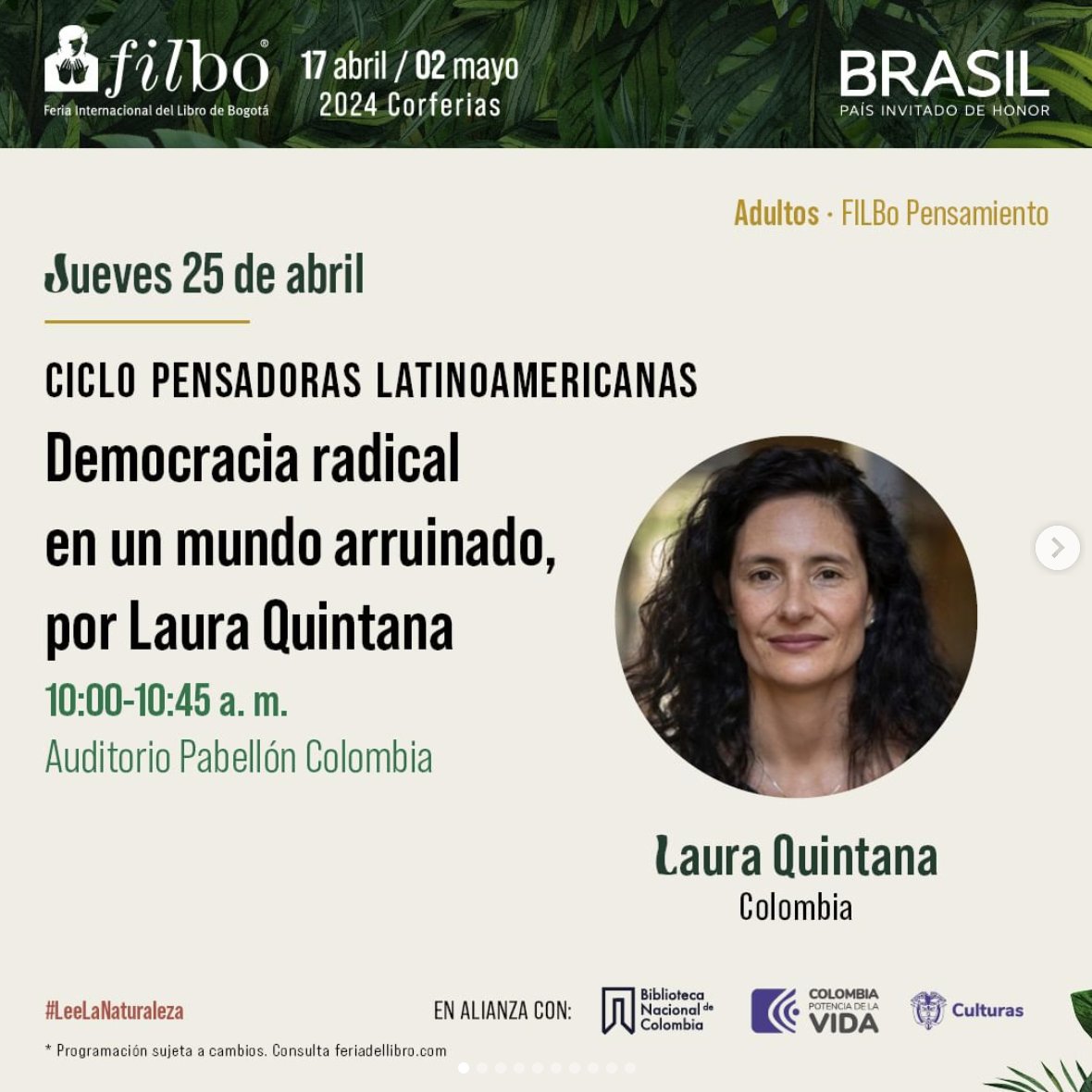 📍La investigadora Laura Quintana🇨🇴, ganadora de una #MenciónDeHonorAAE 2019 en #CienciasSociales estará este jueves 25 de abril en la @FILBogota participando en el 'Ciclo de pensadoras latinoamericanas' ¡No se lo pierdan! 

Más info👇🏾@laquintana2015
faae.org.co/premios-nacion…