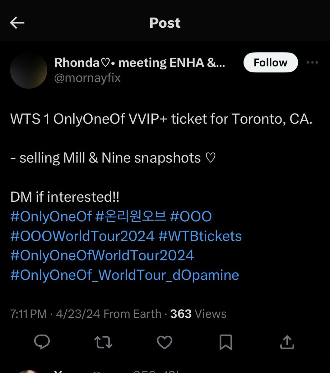 ‼️ lyOn ‼️ SCAMMER ‼️ @ mornayfix Constantly tries to scam with seventeen tickets, cix tickets, and onlyoneof tickets. WATCH OUT. she constantly changes her username after she gets caught. #onlyoneof #ooo #OnlyOneOfWorldTour2024
