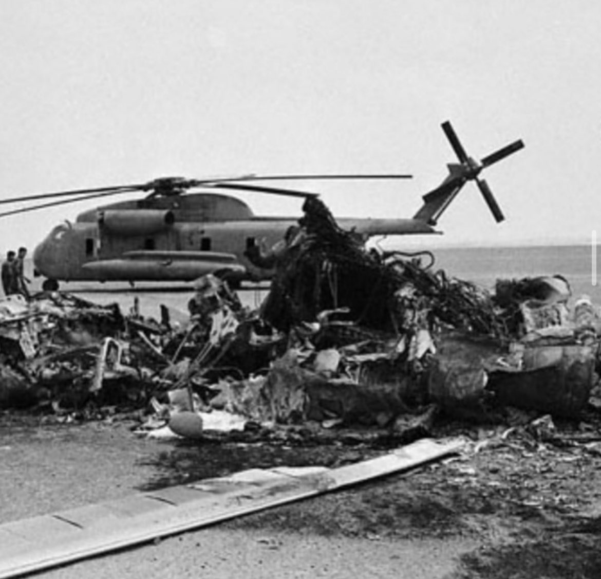 Almost 6 months into the ordeal known as the Iran Hostage Crisis, in the evening hours of April 24th, 1980, eight Navy RH-53D Sea Stallion helos took off from the USS Nimitz in the Gulf of Oman to rendezvous with 3 x MC-130s carrying Delta Force assaulters from Masirah, an island