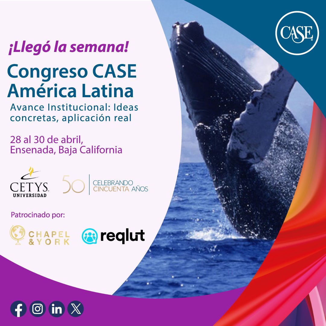 CASELatam's tweet photo. Nuestro congreso está a solo unos días. Nos vemos en Ensenada. Agradecemos a @reqlut y @chapelyork por su apoyo. @cetysuni #congresocase #avanceinstitucional https://t.co/MI4JVvCqGm