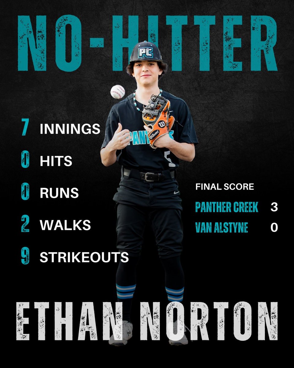 First No-Hitter of the program! SR Ethan Norton <a href="/Norton06Ethan/">Ethan Norton</a> pitched a gem to win 3-0!
#FORTHECLAW
<a href="/PCHSFrisco/">Panther Creek High School</a> <a href="/PantherCreekAth/">Panther Creek Athletics</a> <a href="/Friscoisdsports/">Official Frisco ISD Sports</a>