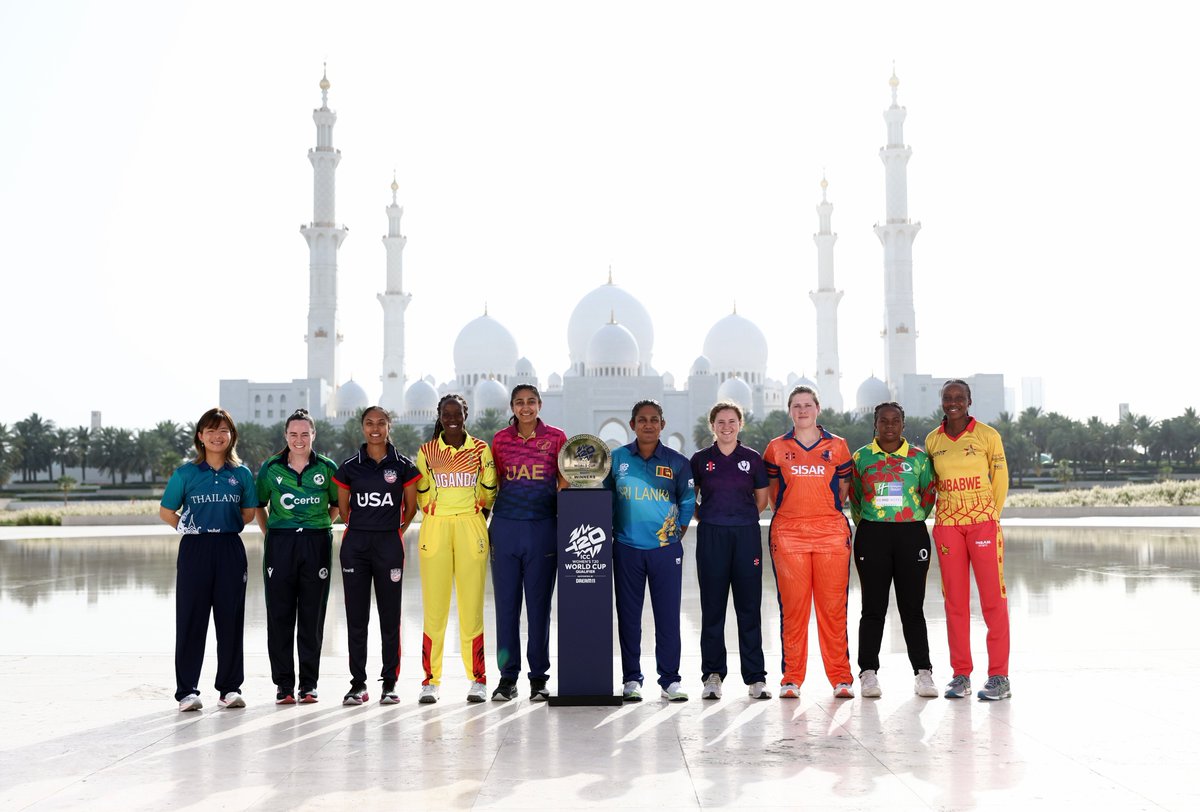 Iconic 🤩 The Women’s #T20WorldCup Qualifier 2024 captains at Wahat Al Karama in Abu Dhabi ahead of the big event 👀