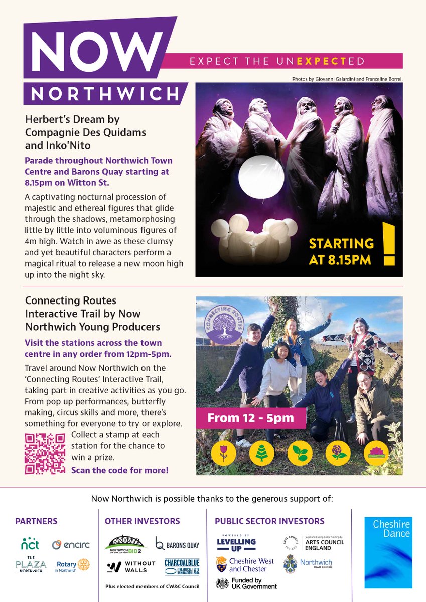 Just 3️⃣ days to go, it’s now time to start planning your day. To get you started, here’s a copy of the programme. If you have any queries – particularly regarding access – give us a shout (nownorthwich@cheshiredance.org) or see: wwwnownorthwich.co.uk
#NN2024 #Northwich