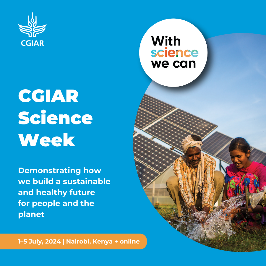 🌍 Join us in building a sustainable & healthy future for people and the planet! Register now to participate in #CGIARScienceWeek, July 1–5, 2024, in Nairobi, Kenya and online. Learn more: on.cgiar.org/49e0KZs #OneCGIAR #WithScienceWeCan