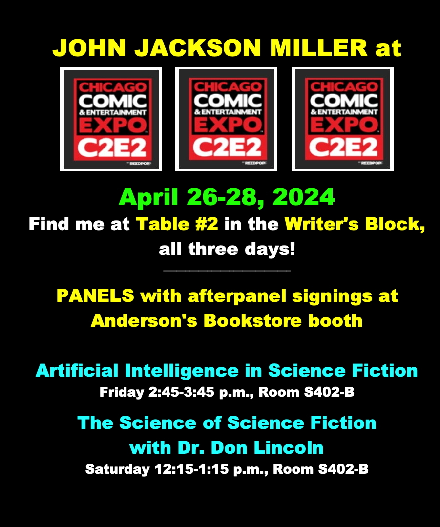 Heading out to @C2E2 this weekend where I'll be signing #StarWars #TheLIvingForce & more daily at Writer's Block Table 2, plus after-panel signings with @AndersonsBook. And I have another fun science-versus-science fiction panel with @DrDonLincoln of Fermilab Saturday at 12:15!