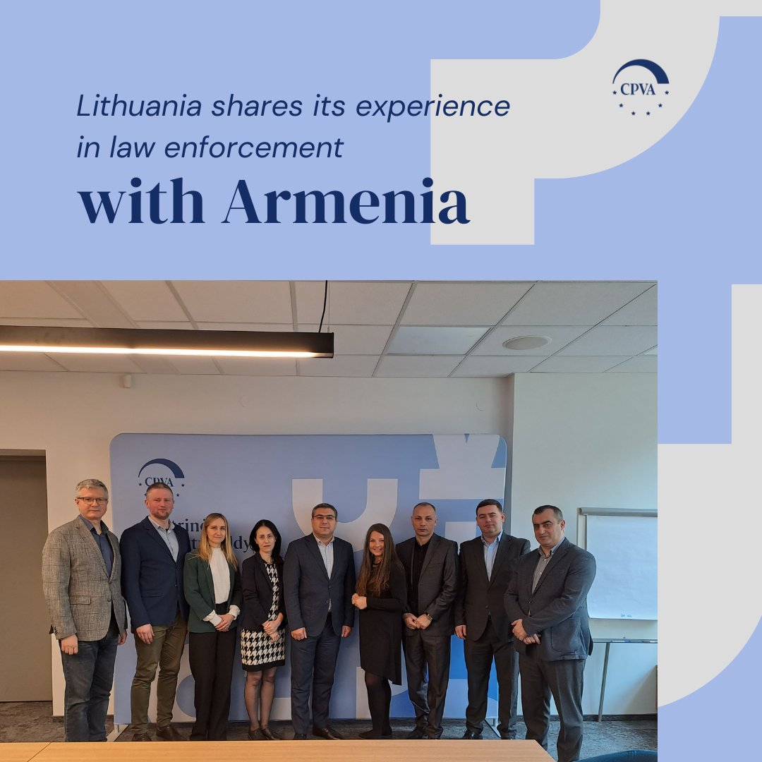 Update from the #CPVA project in Armenia🇦🇲: 22-26 April, the Armenian delegation visited the Ministry of Interior, the Lithuanian Police Department and the CPVA. The project introduces Armenia to the best practices of Lithuania🇱🇹 and Latvia🇱🇻 in the field of law enforcement.