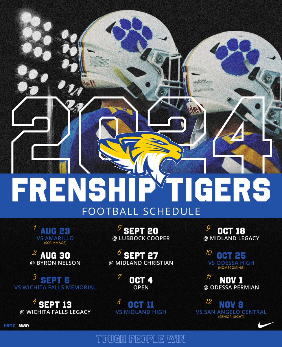 Frenship Football (@semperimpetus) on Twitter photo 2024 Football Schedule🔥🔥
#ONE🐾🐾
<a href="/FrenshipSports/">Frenship Athletics</a> <a href="/faithdouglassss/">Faith Douglass</a> @LoneStarVarsity <a href="/dctf/">Dave Campbell's — TexasFootball.com</a> <a href="/CollieronTV/">A David Collier</a> <a href="/pchristy11/">Pete Christy</a> 2024 Football Schedule🔥🔥
#ONE🐾🐾
<a href="/FrenshipSports/">Frenship Athletics</a> <a href="/faithdouglassss/">Faith Douglass</a> @LoneStarVarsity <a href="/dctf/">Dave Campbell's — TexasFootball.com</a> <a href="/CollieronTV/">A David Collier</a> <a href="/pchristy11/">Pete Christy</a>