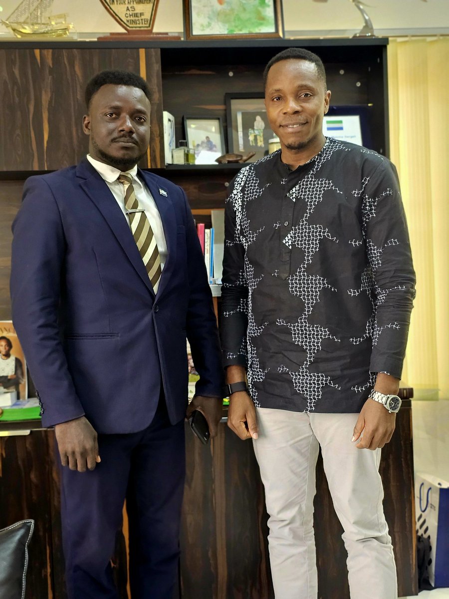Very pleasure to host Dr Jalloh, an elder statesman who served our country under the leadership of Late President Kabbah and Mr Amadu Kamara- a 32-year old SLPP Mayoral Candidate of Makeni. Mr Kamara told me he was inspired to enter politics because of me. #WeWillDeliver