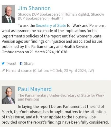 Thanks for trying, @JimShannonMP. '#PHSO has brought matters to the attention of this house'? These 'matters' have been well known for years & nothing in the report can have been a surprise to @DWPgovuk. Woeful response from @PaulMaynardUK. @WASPI_Campaign #WASPI #1950swomen