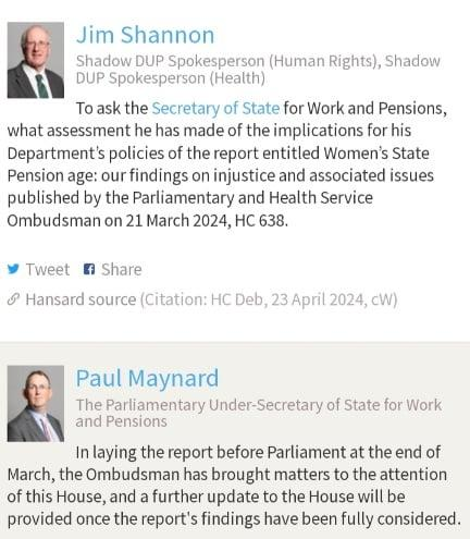 solent_waspi's tweet image. Thanks for trying, @JimShannonMP.  '#PHSO has brought matters to the attention of this house'? These "matters" have been well known for years &amp;amp; nothing in the report can have been a surprise to @DWPgovuk. Woeful response from @PaulMaynardUK. @WASPI_Campaign #WASPI #1950swomen