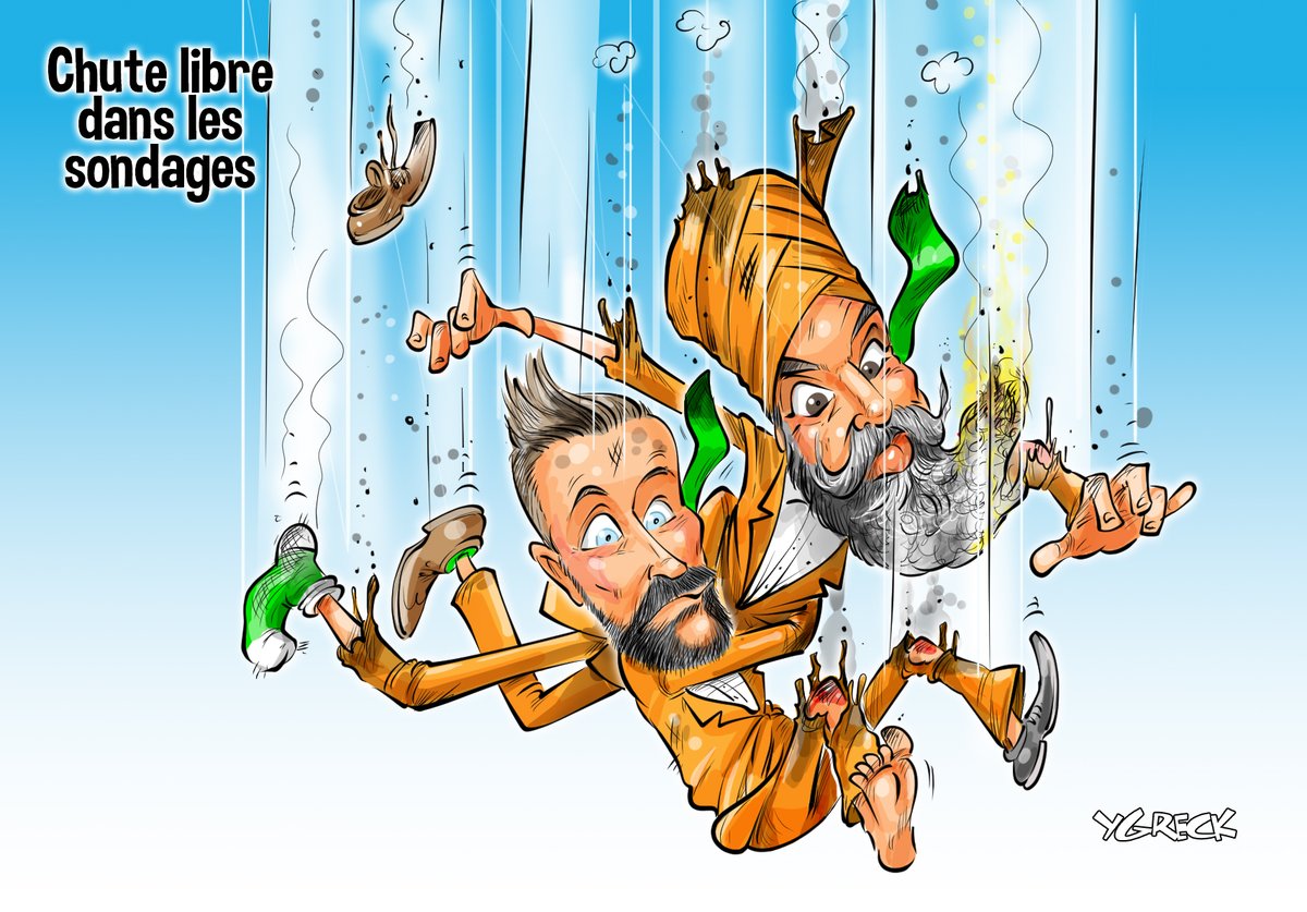 La caricature du 24 avril 2024: QS et le NPD en chute libre dans les sondages✍️@ygreck