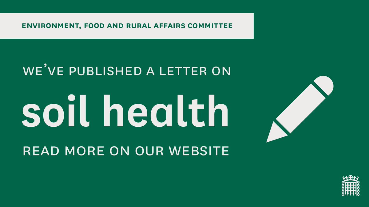 🖋️We've written to the Secretary of State for @DefraGovUK with urgent questions we still have about soil health, following its response to our report. 📩You can read our letter here: committees.parliament.uk/publications/4… 🌱Find out more about our inquiry: committees.parliament.uk/work/7139/soil…