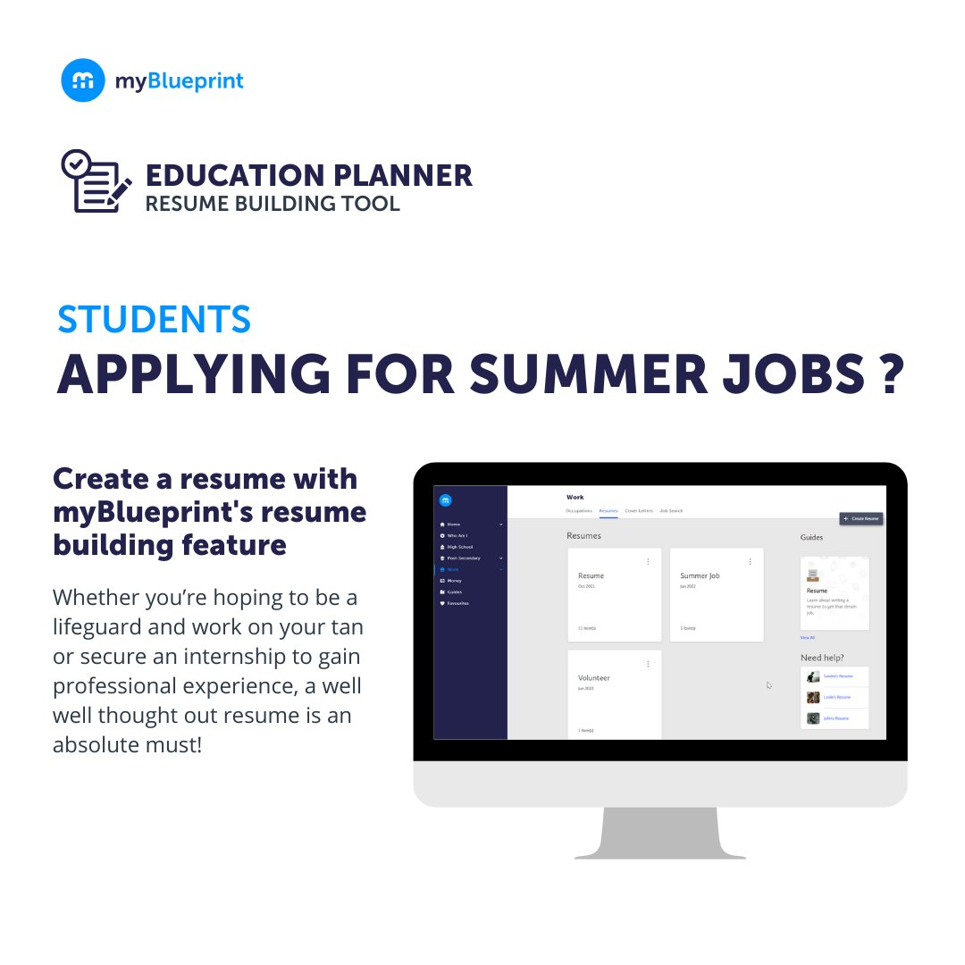 Whether you’re hoping to be a lifeguard and work on your tan or secure an internship to gain professional experience, a well-thought-out resume is an absolute must! #myBlueprint #summerjob #students #educationplanner