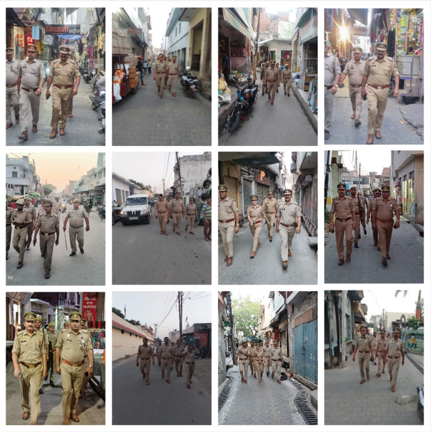 पुलिस अधीक्षक शामली के निर्देशन में अपराध नियंत्रण, कानून एवं सुरक्षा व्यवस्था के दृष्टिगत शामली पुलिस द्वारा भीड़भाड वाले प्रमुख बाजारों, मुख्य मार्गों/चौराहों व संवेदनशील स्थानों पर पैदल गश्त एवं चेकिंग की जा रही है। #Shamli_Police #FootPatrolling