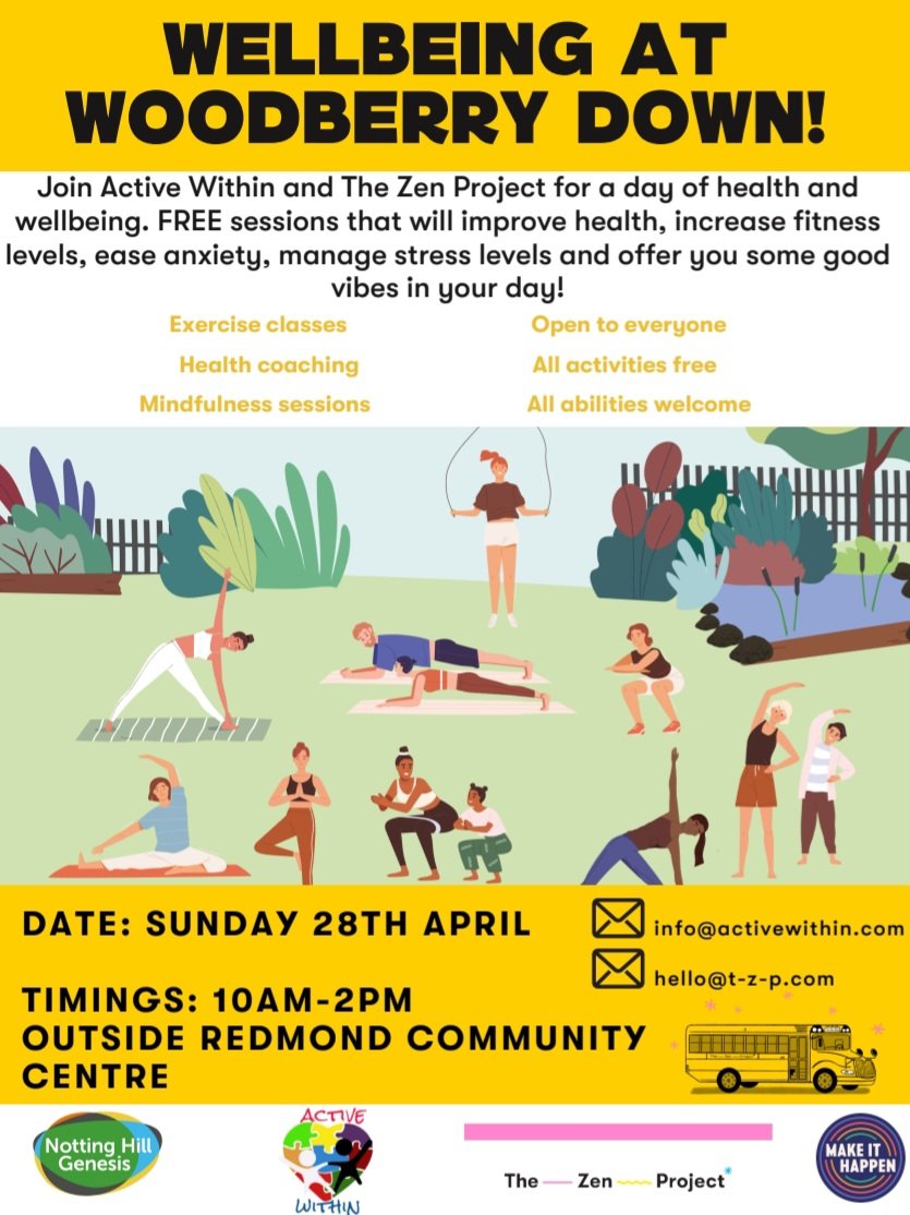 Join us for this collaboration with @TheZenCommunity 😀 A day for you to focus on your wellbeing. See you there 😀  #woodberrydown #woodberrydowns #woodberrywetlands #woodberrydownestate #hackney #manorhouse #letsgetactive #activewithin  @NHGhousing @redmond_centre @WDCOResidents