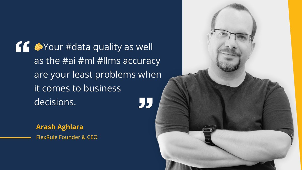 'Your #data quality as well as the #ai #ml #llms accuracy are your least problems when it comes to business decisions.'

Join the discussion:

➡️ flexrule.com/links/3hgr

#decisionintelligence #decisionmanagement #predictiveanalytics