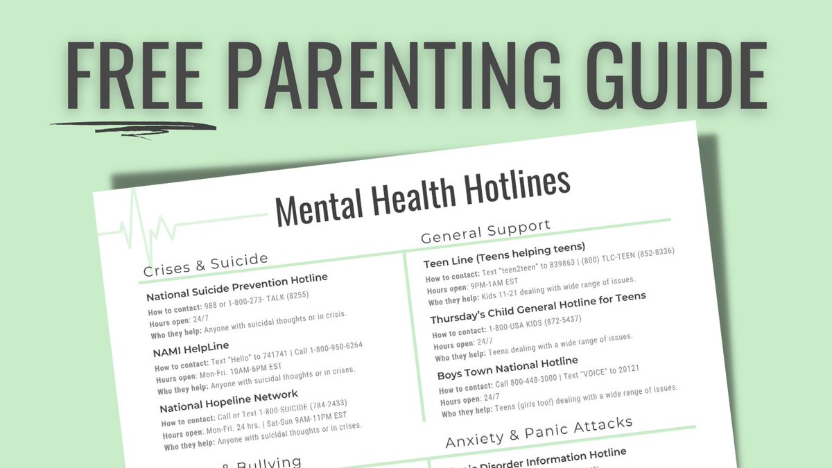 Mental Health Hotlines. 🔗📞 drcam.ck.page/mental-health-…

#TeenMentalHealth #ParentingTips #TeenSupport #MentalHealthAwareness #ParentingSupport #TeenWellbeing #MentalHealthResources #MentalHealthAwareness #TeenagersMatter #MentalHealthForTeens