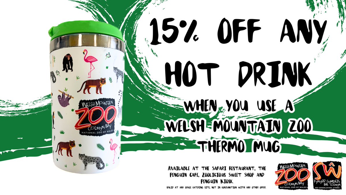 On the prowl for a delicious cup of tea or coffee? Get your paws on a Welsh Mountain Zoo Thermo Mug at our Zoovenir gift shop and receive 15% off any hot drink on-site ☕ #SupportingConservation #WelshMountainZoo #NationalZooOfWales #Eryri360 #NorthWales