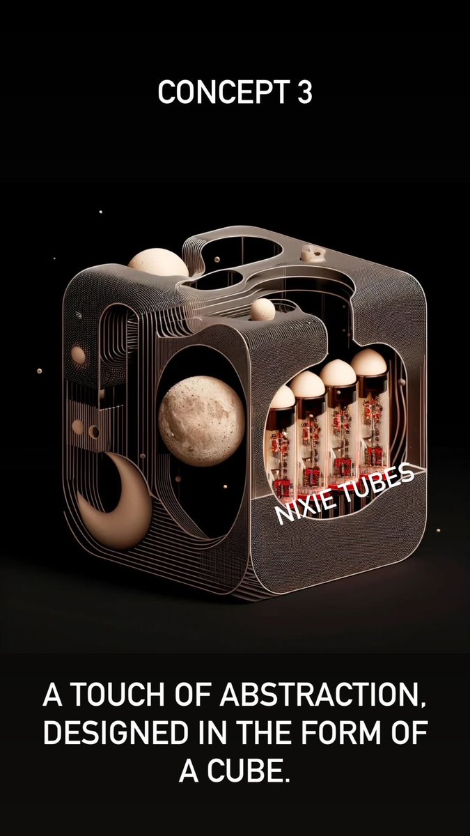 Past_Indicator's tweet photo. I’m thrilled to unveil four lunar nixie clock concepts inspired by the dearMoon project! 🌕⏰ #dearmoon #dearmooncrew
@yousuck2020
@elonmusk
@steveaoki
@yemialchemist
@blackbirdsfly
@erdayastronaut
@devjoshi10
@miyudance_ https://t.co/sP5ynKZ7Ii