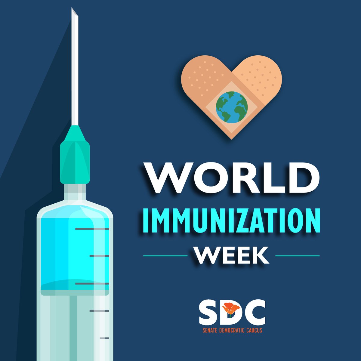 CASenateDems's tweet photo. It's #WorldImmunizationWeek. Over these next few days, let's raise awareness that vaccines protect people's health. Vaccines are safe and have saved lives for over 100 years. Talk to your doctor and visit https://t.co/CiUTIfyk98 to schedule an appointment.
#CAhealth #CASenateDems https://t.co/QN6DoDSeIQ