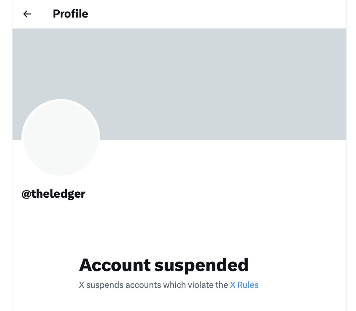 Hmmm ... the Lakeland Ledger's X account is suspended. What could it have possibly done to warrant that? cc: @garywhite13