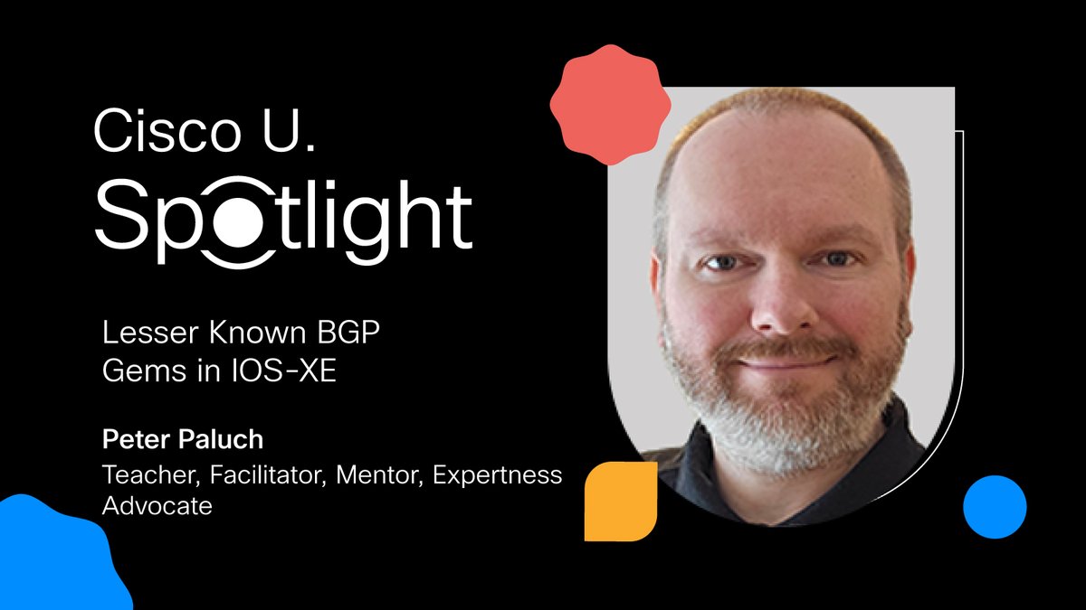 Discover the lesser-known gems of #BGP under IOS XE, including Route Refresh, multi-session capability, error handling, secure default policy, AIGP, Link Bandwidth, and more. 

👉 Starting shortly on the Expert-Level Channel for #CiscoU Spotlight: cs.co/6018bU0Ke

#NetEng