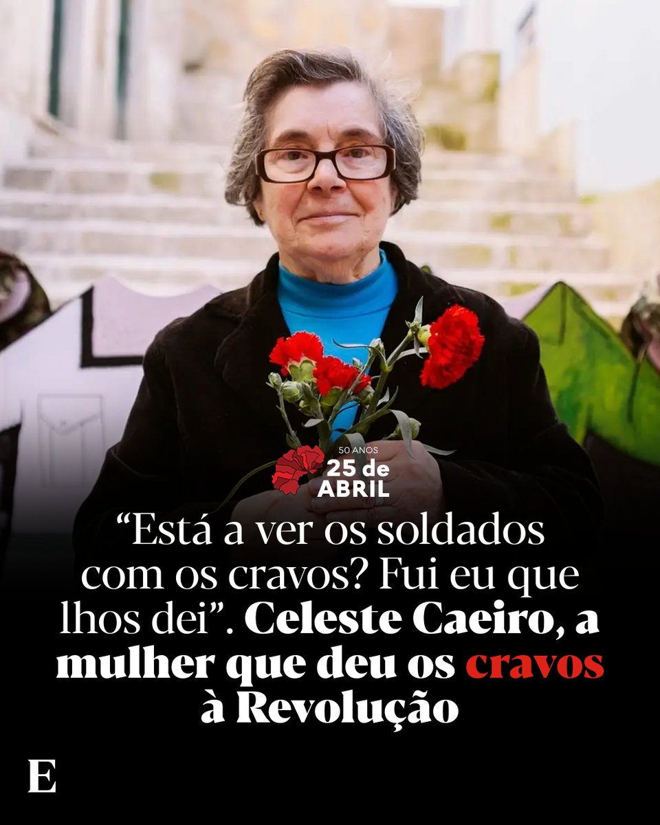 🌹 A 25 de Abril de 1974, Celeste tinha, por acaso, cravos nas mãos. Nas ruas, ao ver os militares, deu-lhes os que tinha. Eles colocaram-nos no cano das espingardas. E o resto é História.

A história da mulher que deu os cravos à Revolução: expresso.pt/webstories/cel…