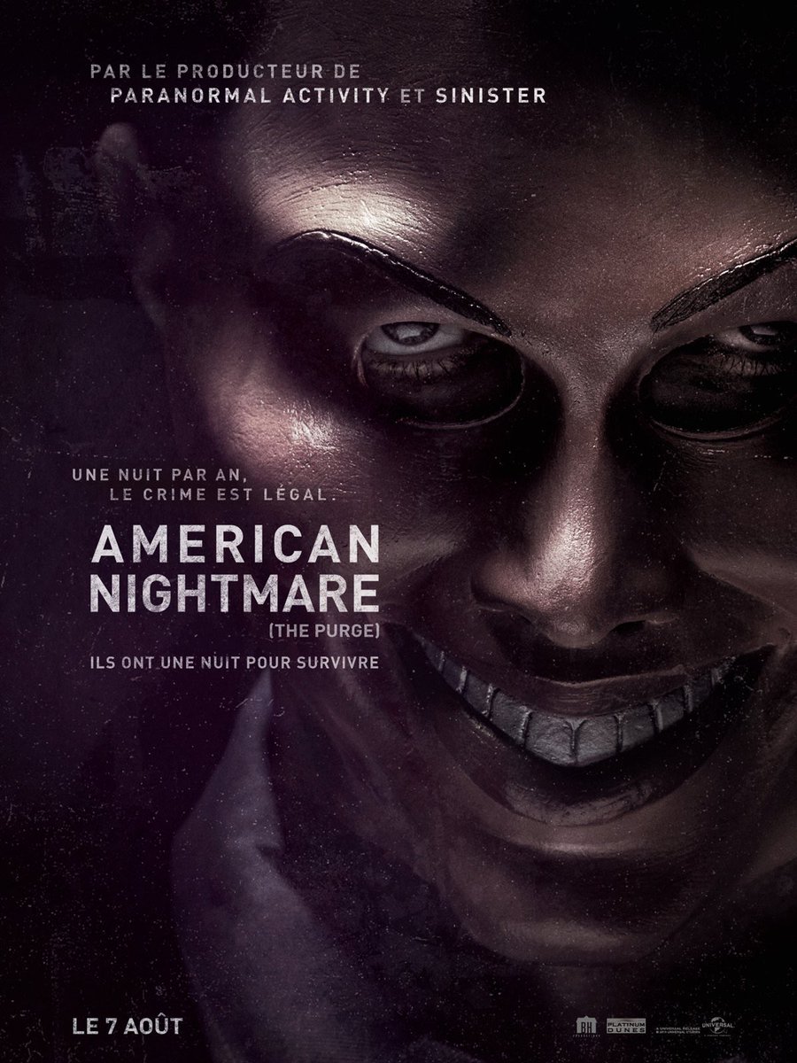 Ce soir, c’est session #AmericanNightmare ! 
Même si le premier opus est celui que j’apprécie le moins à cause de son approche réservée du concept, il pose les bases d’une saga qui s’affirmera par la suite. 
#Cinéma #ThePurge #BlumHouse