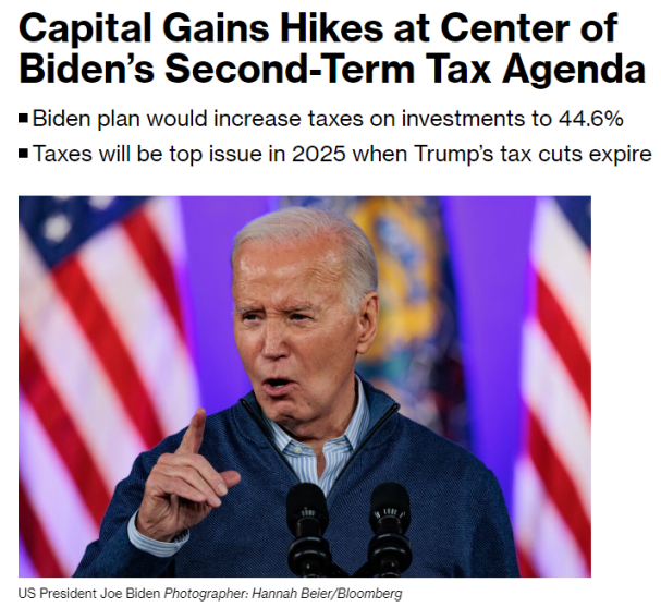 ☑️🇺🇸Biden政権はCapitalGain税を44.6%に引き上げる事を検討と伝わる Biden政権が赤字国債発行で湯水の如く垂れ流した借金の付けを課税対象になる全ての資産や所得や配当の増税と言う形で国民に押し付けるつもりだ-😎