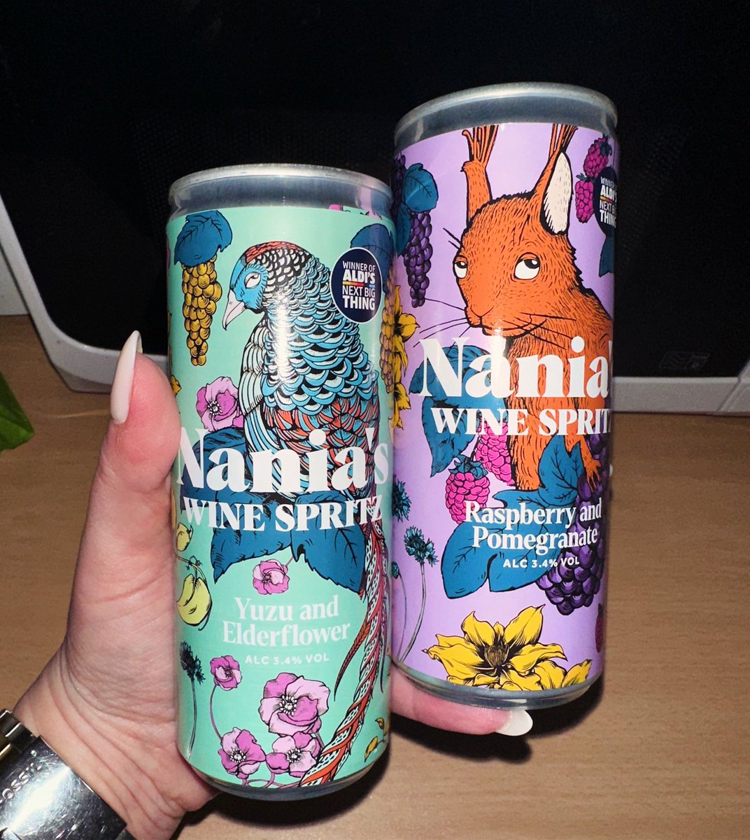 Excited to try these @NaniasVineyard #WineSpritz from @AldiUK that I saw on #AldisNextBigThing Couldn’t get them last week then randomly found them tonight 😋