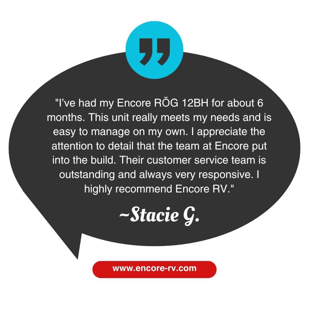 Thank you, Stacie for your kind words!✨

#encorerv #rogadventuretrailers #happycampers #customerservice #RV #rvlife #rving