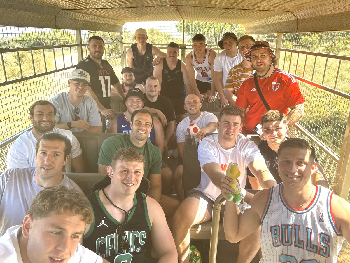 ospreys's tweet photo. The boys enjoying some down time today in South Africa as we build for another big game this weekend on the road to the knock outs🦒

#TogetherAsOne #BackInBlack https://t.co/alNFr85diY